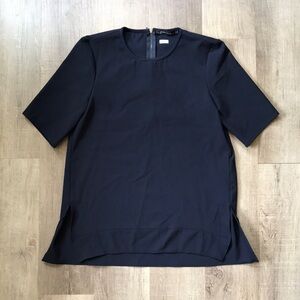 Zara xs blouse navy blue 1/4 zipper on back
